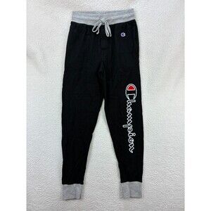 Champion Men's Joggers Black Gray Cuffed Sweatpants Logo S/P‎ Lounge Athletic